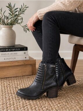 Harley-Davidson Black Leather Ankle Boots – Moto Style Block Heel, Size 11